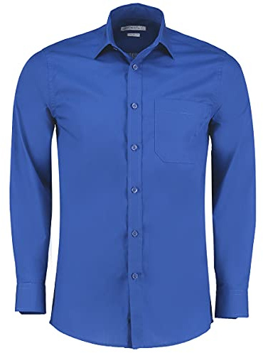 Kustom Kit Men's Men's Poplin Shirt (Long Sleeve) Business Shirt, Blue (Royal Kk-RYL-), 43 (Manufacturer Size: 17)