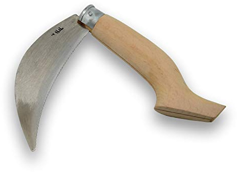 Folding Garden Sickle 12” - Manual Grass Scythe Hand Weeder Tool with Serrated Blade for Lawn and Garden Maintenance