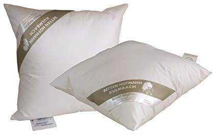 Betten Hofmann 2 Stück Franken Kissen Kopfkissen Nackenkissen Kuschelkissen, 40x40 cm, 15% Daunen, 200 g Füllgewicht, waschbar, Naturprodukt