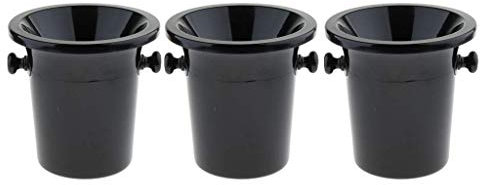 Individual Black Plastic Champagne Wine Spittoon Bucket 3 Liters with Black Funnel 3 Pieces/Set