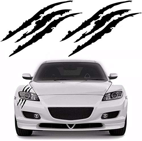DSYCAR 2Pcs Claw Marks Aufkleber Decals Gestanzte Claws Scratch Scheinwerfer Decal Aufkleber Halloween Reflektierender Aufkleber Wasserdichter Vinylaufkleber für Sportwagen (Schwarz)