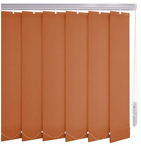 Sonnenschutz-HH® - Lamellenvorhang orange-terracotta - Breite 140 cm x 70 cm Höhe - Office Verdunkelungslamellen für Bildschirmarbeitsplätze Lamellenbreite 127mm Vertikaljalousie Vertikalanlage