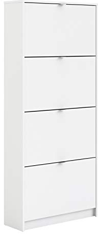 Schuhschrank mit vier Türen mit doppelter Tiefe, Farbe Weiß, 70,3 x 162 x 24,05 cm