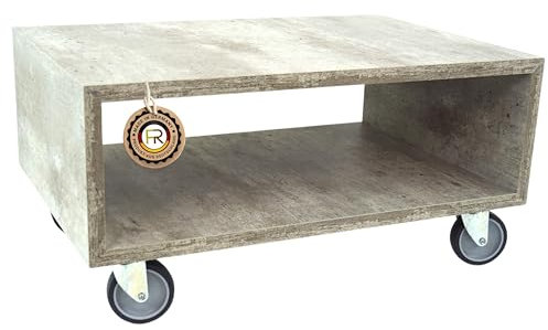 freeroom24 Designer Beistelltisch in Betonoptik 60x40x30 cm - Wohnzimmertisch modern - Stabiler Couchtisch - praktischer Coffee Table mit Rollen - Kleiner Kaffeetisch - Sofatisch - Made in Germany
