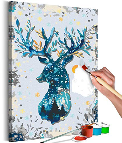 murando - Peinture par Numéros Adulte DIY 40x50 cm - Avec Cadre, Peintures Acryliques et Pinceaux - Tableau à Faire Soi-Même Loisir Créatif Maison Décoration Murale - Cerf Hiver Noël n-A-1186-d-a