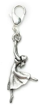 Miniblings Ballerina Ballett Charm Anhänger Bettelarmband tanzen Blick rauf - Handmade Modeschmuck I Kettenanhänger versilbert - Bettelanhänger Bettelarmband - Anhänger für Armband