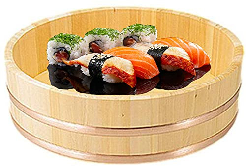 KELUNIS Wooden Sushi Rice Bowl Hangiri Sushi Oke Sushi Rice Mixing Tub for Kitchen Home Restaurant Enjoy,72cm/28.3in