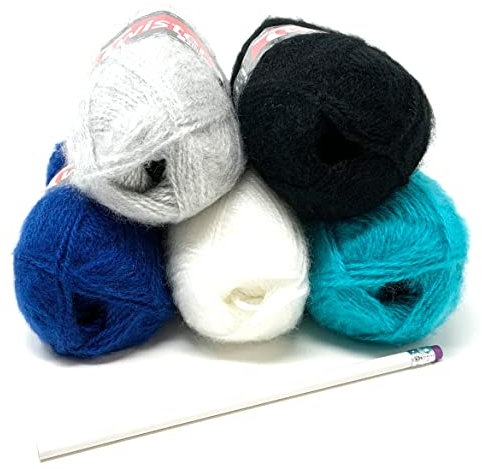 Camtiac Twister-Fluffy Häkelgarn super weiches Strickgarn Farben: Weiss-10 Grau-16 Blau-55 Petrol-65 Schwarz-90 5x50g