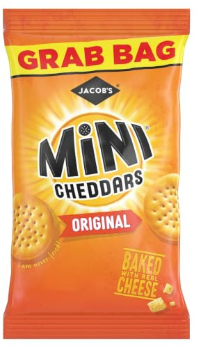 JACOB'S Mini Cheddars Original Baked Crisps, Grab Bag, 45 g (Pack of 1) | Made with Real Cheese, Oven-Baked, Vegetarian-Friendly, Wholesome Ingredients, Perfect for Snacking Anytime