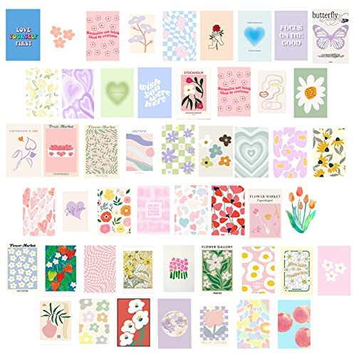SWECOMZE 50 Stück Wandcollagen Set, Ästhetisches Bilder, Wand Collage Set Aesthetic Zimmer Dekor, Wandbilder, Wandkunstdruck Foto-Display für Mädchen Jungen (E)