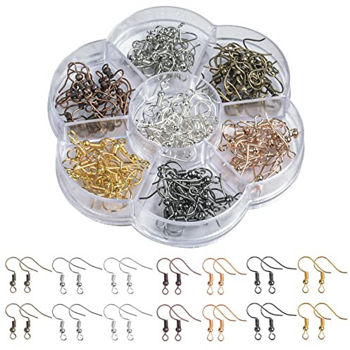 140 Pezzi Ganci Orecchini Fai Da Te Senza Nichel 18 mm 7 Colori Monachelle Placcati Ipoallergenici per Gioielli - Bronzo, Argento, Oro, Nero