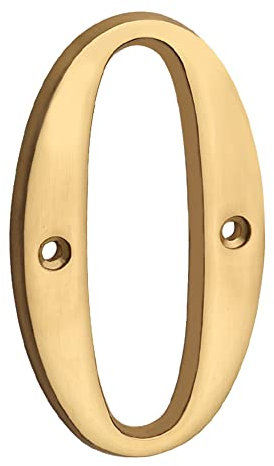 HASWARE 12 cm Numero civico moderno in ottone lucido, elegante, numeri di porta, cartello stradale, cifre dell'indirizzo della casa (0, Laiton)