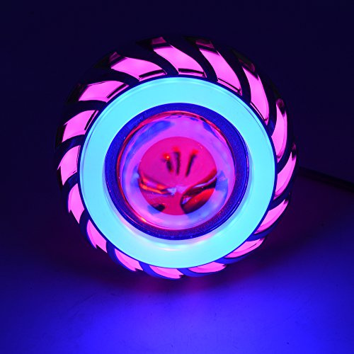 Ntcpefy 12v Luce Lampada proiettore Lente LED Diavolo Occhi 30w 1200lm 200000h Doppia Luce diaframma(Rosa e Blu)