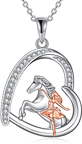 YAFEINI Pferd Kette Mädchen Anhänger Pferd Halskette 925 Sterling Silber Schmuck Geschenk für Damen Freund (A-Pferd Halskette)
