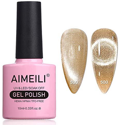 AIMEILI Magnetic Gel Nail Polish 9D Cat Magnet Eye Gel Polish, UV LED Soak Off Glitter Gel Nail Varnish Nail Art Manicure Pedicure, Long Lasting & Easy to Apply - (500) 10ml