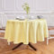 Solino Home Leinen Runde Tischdecke 60 Zoll - 100% Reines Leinen Primrose Gelb und Weiß Tischdecke für Frühling, Sommer, Muttertag, Outdoor - Amalfi Streifen, handgefertigt und maschinenwaschbar