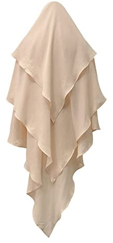 OBEEII Khimar-Hijab für Damen, Hijab Zum Überziehen mit hohem Jilbab für muslimische Dubai Naher Osten Damen Muslim Premium Kopftuch Schal Beige Einheitsgröße