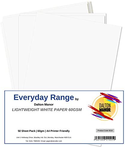 Dalton Manor Leichtes Papier, A4, 60 g/m², Weiß, 50 Stück