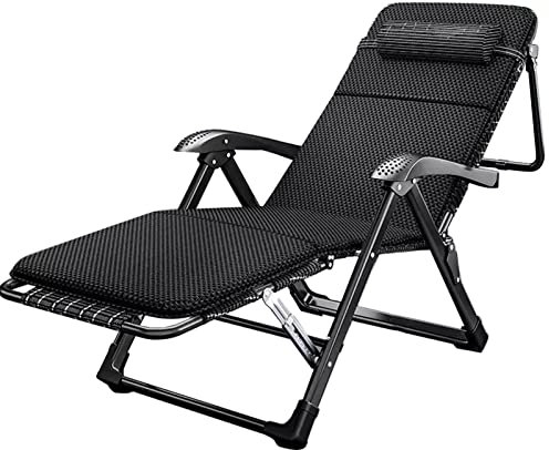 SXBHDM Liegenauflage für Sonnenliege Gartenliege Relaxliege Gartenstuhl Extrabreit Liegestühle Liegen mit Kissen Saunaliege Liegender Recliner für Kinder Erwachsene Hoch Senioren, Schwarz