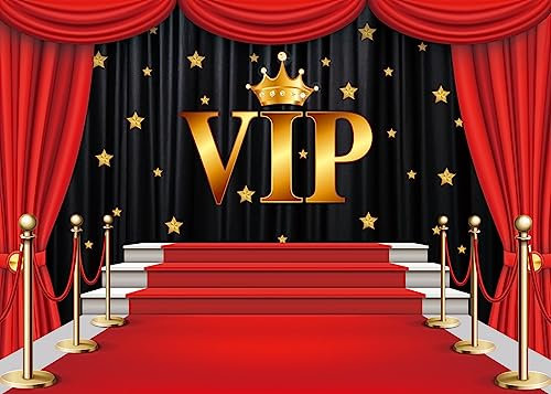 INRUI Roter Teppich VIP Fotografie Kulisse Bühne Kanal Gold Glitter Spots Mit Vorhang Hintergrund Party Video Aufnahmen Dekorationen (3,0 x 2,4 m)