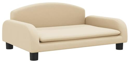 vidaXL Hundebett, Hundekissen mit weicher Polsterung, Hundesofa Hundecouch für kleine Hunde Haustiere, Haustierbett Katzenbett, Creme Stoff