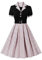 Wellwits Femmes Noir Corset Boutons Pois Plissés Travail Bureau Formel Cocktail Soirée Années 1950 Vintage Costume Robe Rose S
