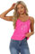Allegra K Damen Festliches Oberteil Glitzer Top Spaghetti Party Club Camisole Pailletten Shirt Rosa Rosa S