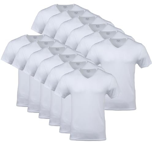 Gildan Estilo G1103 Camiseta para Hombre con Cuello en Pico, Paquete de Varias Unidades, Blanco (12-Pack), XX-Large