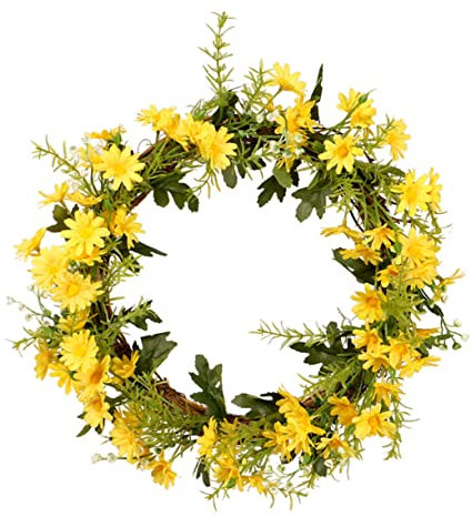 Abaodam Kunstkranz Aus Gänseblümchen Künstlicher Blumenkranz Dekorativer Anhänger Für Partydekoration Langlebige Fenster Und Türdekoration