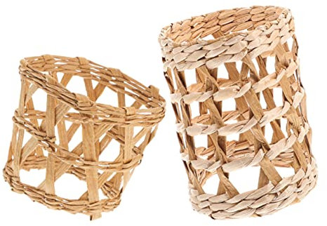ABOOFAN 2 Pz Set di Vasi di Paglia Copribottiglie Intrecciato in Rattan Manicotto Bicchiere della Bottiglia Portavaso Intrecciato a Mano Manica di Vimini Cannuccia Portabicchieri