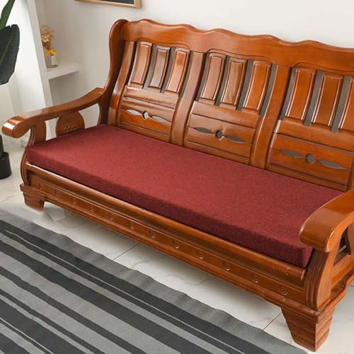 DG Catiee 5cm dick Gartenbank Sitzkissen Pad 2/3 Sitzer, Dicke Lange Esszimmerbank Stuhl Sitzkissen Pad für innen/außen/Schaukel/Büro (170x40x5cm,Rot)