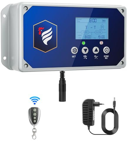 Porte Automatique poulailler,Dernier Style Automatique Etanche avec Capteur de Lumière Porte De Poulailler Automatique à Induction à Pile,Télécommande jusqu'à 40 mètres