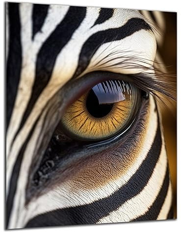 DARO Design - Wand-Bild 6mm HDF 84x56 cm Zebra Auge Makro Nahaufnahme - Wand-Deko Bilder Wohnzimmer
