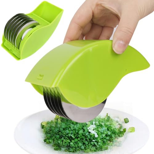 Rouleau d'herbe avec 6 lame manuel d'herbe en acier inoxydable PP Cutter d'herbe tranchable Hoppers d'herbes lavables détachables pour coriandre