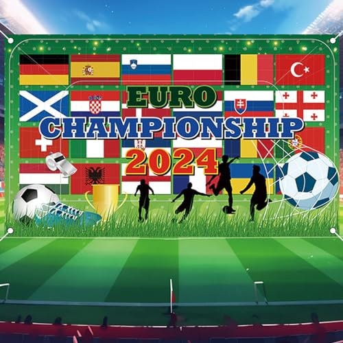 Shinybox 2024 Fußball EM Deko, Extra Große Europameisterschaft Fußball 2024 Banner, Fahnen für Fußball Euro 2024 Banner, EM Dekoration 2024 Deutschland Europameisterschaft Partydeko 180 x 110cm(A)