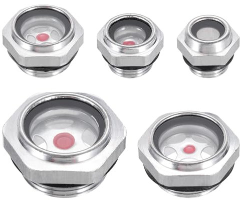 PATIKIL Oil Sight Glass, 5Pack 1/4 3/8 1/2 3/4 1 Male Threaded Alloy Oil Liquid Level Gauge Oil Indicator for Pump Air Compressor Fittings