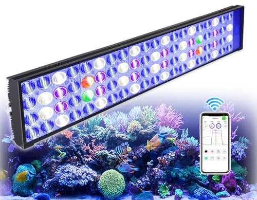 PopBloom Hertz54 intelligente App-Steuerung LED-Aquarienbeleuchtung Reef Lampe Aquarium Beleuchtung Led Meerwasser Led für 60cm 80cm reef aquarium (60W, für 50-80cm)