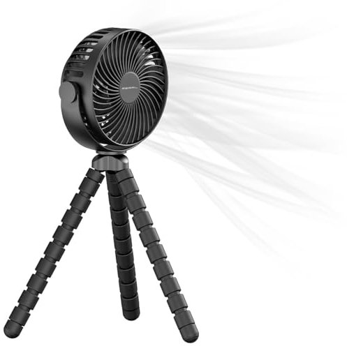 PEARL Ventilatoren: 360°-Akku-Handventilator mit flexiblem Stativ, 3 Geschwindigkeiten (Kinderwagenventilator, Stativ-Ventilator, Lüfter)