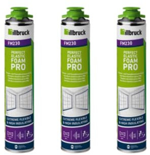 FM230 Bauschaum Fenster und Fassadenschaum PLUS Pistolenschaum Montageschaum Multischaum Fensterschaum hohe Schalldämmung Wärmedämmung 750ml Kombisets (ohne Reiniger/ohne Schaumpistole, 3x)