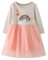 Dioshark Abiti per Ragazze Bambino Cotone Manica Lunga Rosa Grigio Tulle Paillettes Principessa Glitter Abito Ragazza Primavera Arcobaleno Ricamo Brillantinati Vestiti Festa per Bambina 4-5 Anni