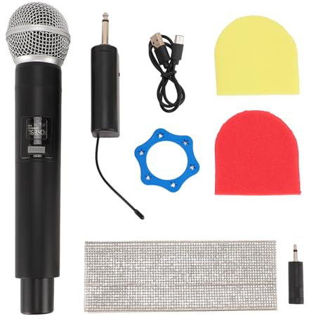 Microphones sans Fil, Système de Micro Dynamique sans Fil Rechargeable en Métal VHF, Microphone sans Fil Professionnel de Portée de 328 Pieds pour Les Performances de Scène de