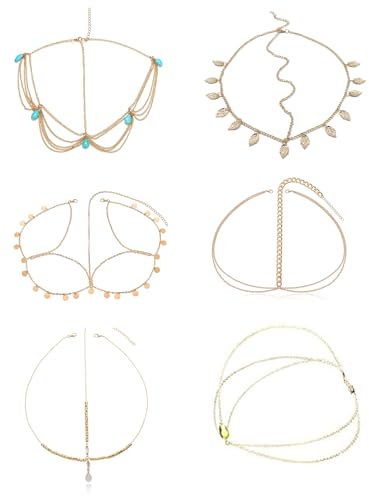KGDUYC 6 pezzi Catenella per la Testa Oro, Catena Testa Donna Copricapo Catena Oro in Stile Bohémien, Catenina per Capelli Dorata Accessori per Capelli Donna Ragazze Festival Prom Nozze