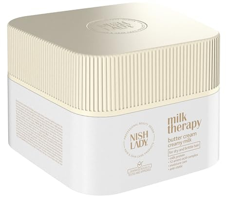 Nishlady Milk Therapy Hair Care Mask Butter Cream 275 ml - für trockenes & sprödes Haar – Reichhaltige Pflege-Maske für intensive Feuchtigkeit, Geschmeidigkeit, Glanz & gestärkte Haarstruktur