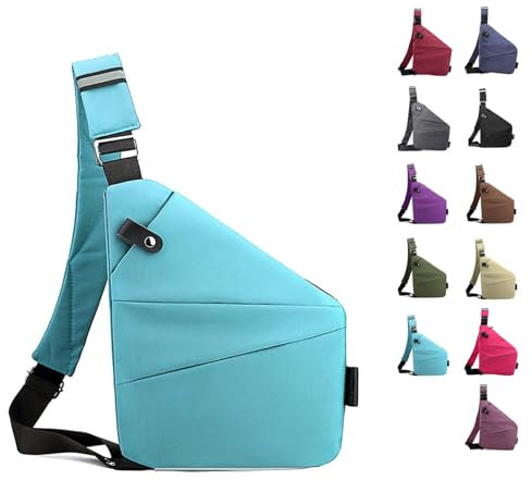 Anti Diebstahl Tasche, Diebstahlsichere Umhängetasche, Wasserresistent Sling Bag, Anti-Diebstahl Sling Bag, Wasserresistent, Anti Diebstahl Tasche Damen (B, Rechte Schulter)