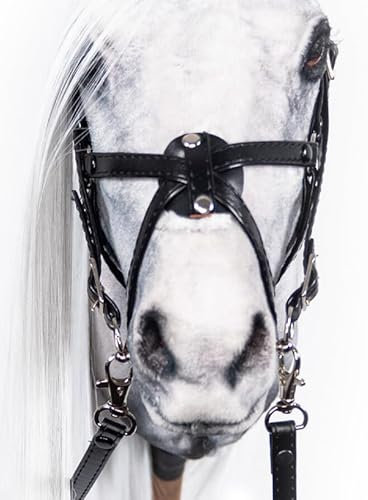 X-Group4th Zaumzeug für realistisch Hobby Horse A3, Pferd Zaumzeug + Pferdezügel, Steckenpferd, mexikanischer Reithalfter Nasenriemen Pferdegebiss Schwarz