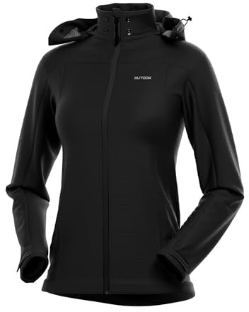 KUTOOK Giacca Ciclismo Softshell Donna Giacca Trekking Donna Invernale in Pile con Cappuccio Removibile Impermeabile Antivento per Vita Quotidiana