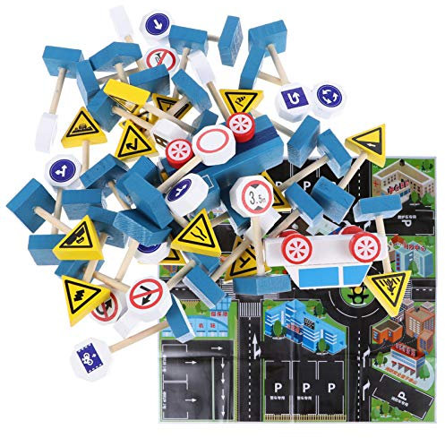 DRESSOOS Blocs De Signalisation Routière De Construction Modèles De Panneaux Interactifs Jouets Éducatifs pour Garçon Fille