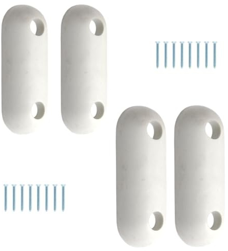 SisiUK White Rubber Oval Toilet Seat Buffer Pad 60MM X 22MM X 12MM with Screws (Pack of 4)
