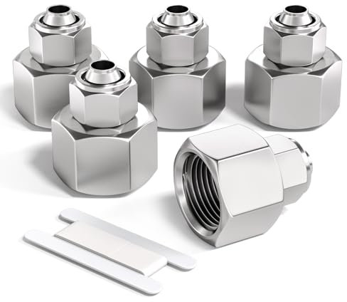 Bwintech 5 Pcs 6mm Tubing OD x 1/4 Female BSP Thread Straight Push to Connect Lock Nut Tube Pneumatic Fitting, KPCF6-02 Quick Air Line Adapter