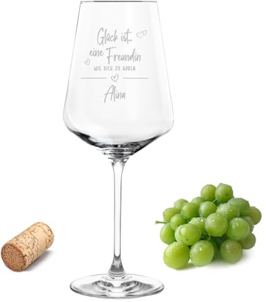 Gravur-Max Leonardo Weinglas mit Gravur Glück ist eine Freundin wie dich zu haben Personalisiert mit Name für die beste Freundin Leonardo Puccini 560ml